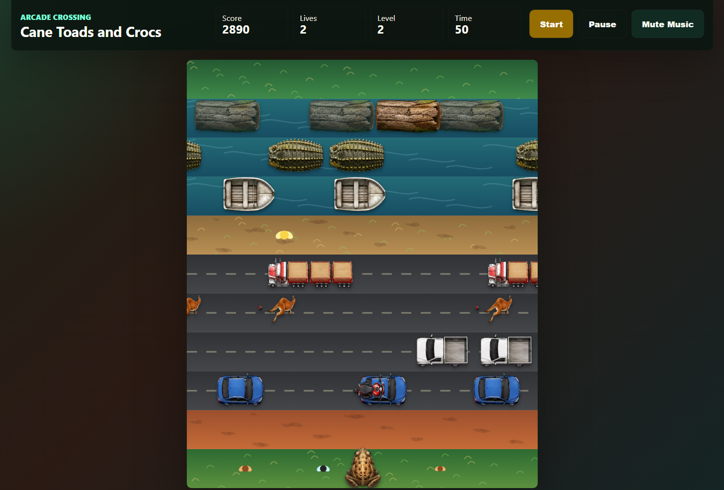 Cane Toads and Crocs gameplay screenshot