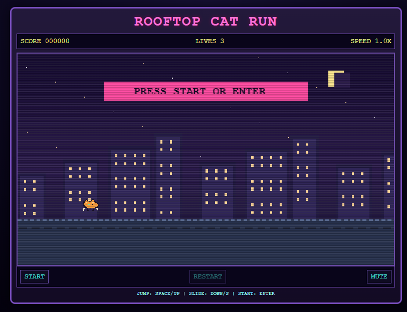 Rooftop Cat Run gameplay screenshot